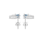 Premium Blue Pear Cut Lab Grown Diamond Openwork Earrings with Pave-Style Sparkle