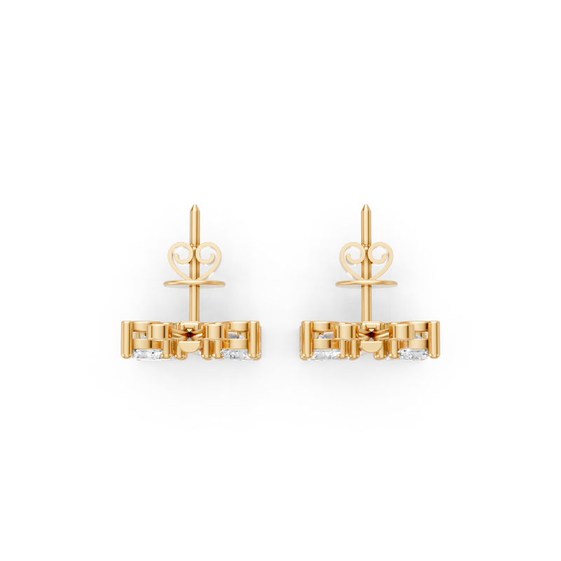 Luxury Round Brilliant Lab Grown Diamond Butterfly Stud Earrings in Gold