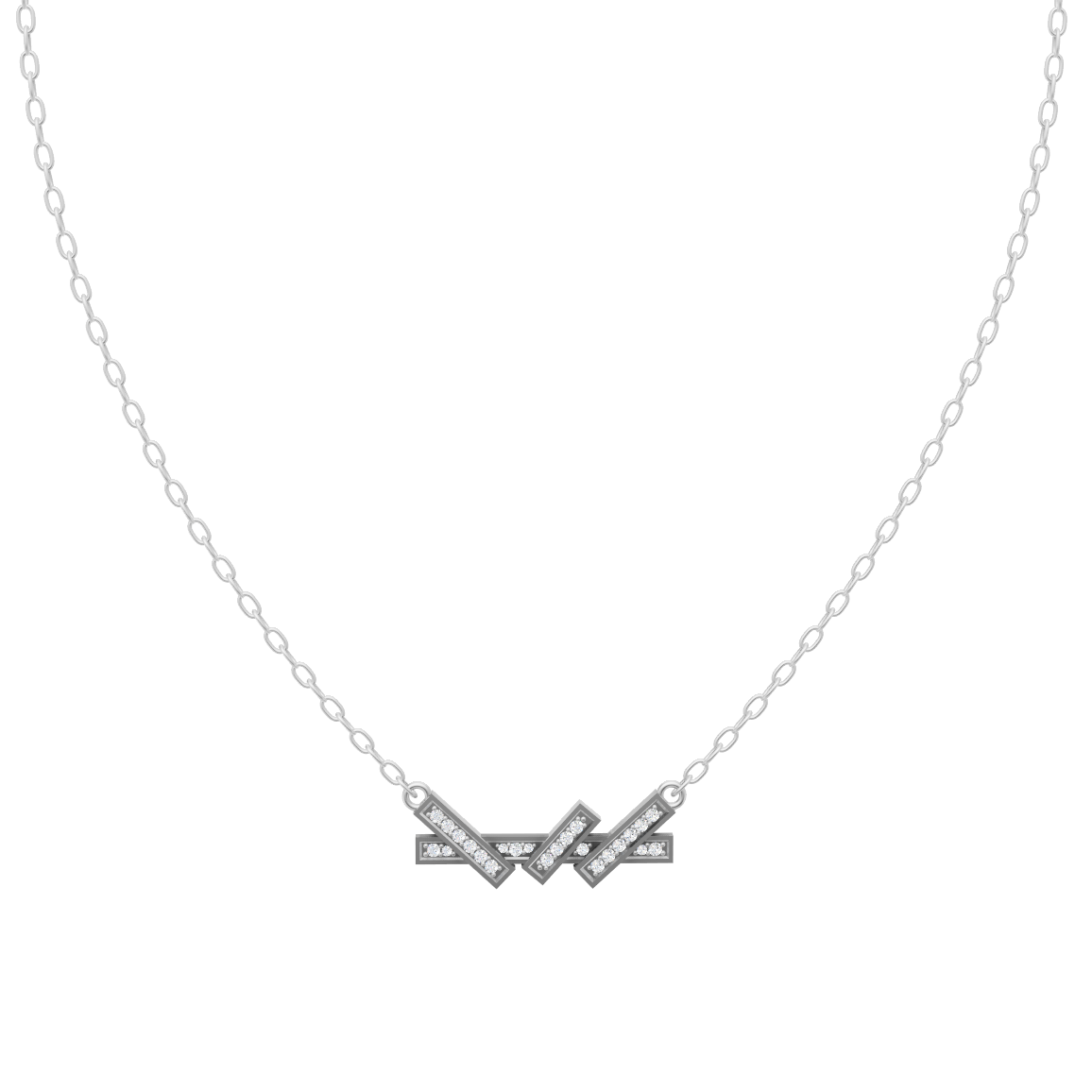 Aveline Chevron Crossover Necklace in White or Yellow or Rose Gold