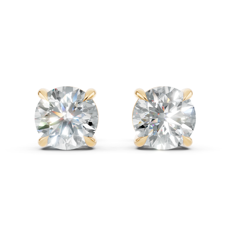 Classic Gold Solitaire Round Cut Lab Created Diamond Stud Earrings for Her