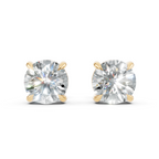 Classic Gold Solitaire Round Cut Lab Created Diamond Stud Earrings for Her