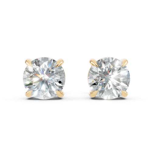 Classic Gold Solitaire Round Cut Lab Created Diamond Stud Earrings for Her