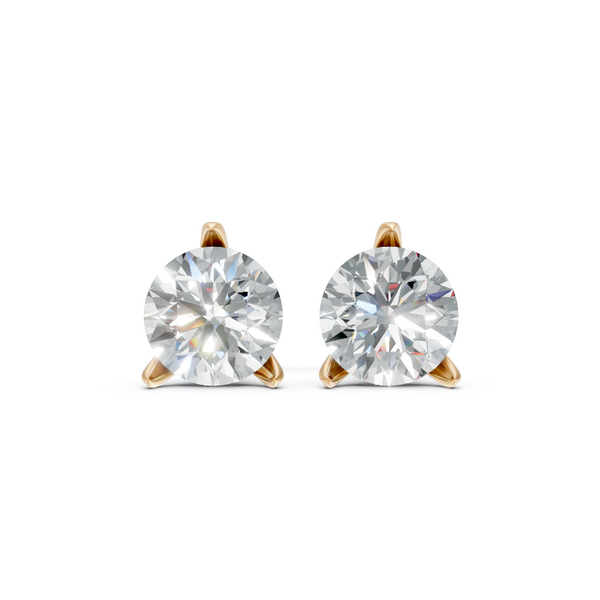 Simple Round Cut Lab Grown Diamond Solitaire Stud Earrings for Women