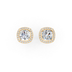 Aurielle Round Brilliant Lab Grown Diamond Halo Stud Earrings in Gold