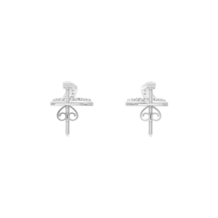 Elegant Crescent Stud Drop Lab Grown Diamond Earrings with Pavé-Style Sparkle for Women