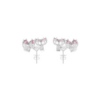 Luxury-Inspired Golden Floral Cluster Earrings with Pink Pear Shaped Lab Created Diamond by Lume Jewels