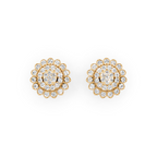 Marielle Floral Rosette Stud Earrings with Round Brilliant Lab Created Diamond