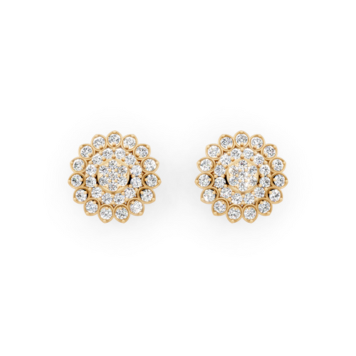 Marielle Floral Rosette Stud Earrings with Round Brilliant Lab Created Diamond