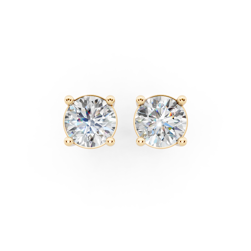 Valoria Round Solitaire Lab Grown Diamond Stud Earrings in 10 or 14 or 18K Gold