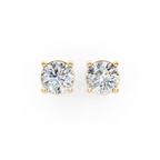 Valoria Round Solitaire Lab Grown Diamond Stud Earrings in 10 or 14 or 18K Gold