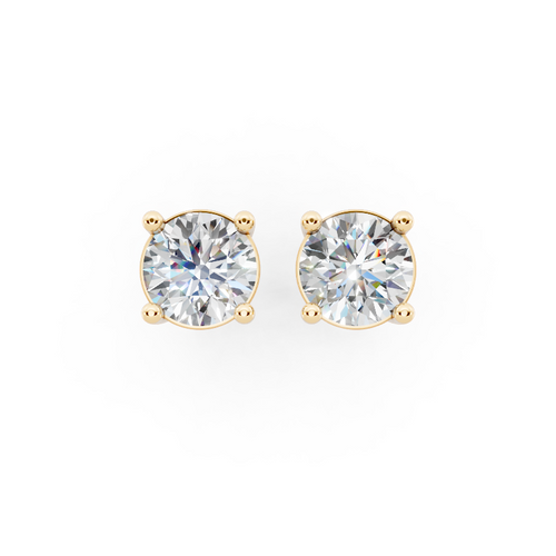Valoria Round Solitaire Lab Grown Diamond Stud Earrings in 10 or 14 or 18K Gold