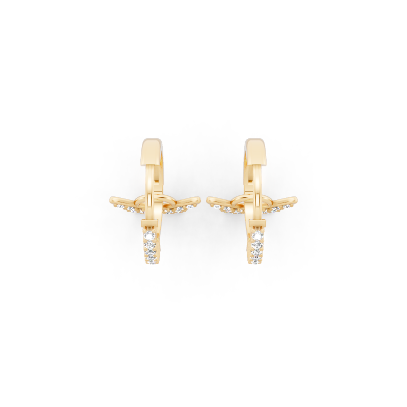 Mariposa Noir Lab Grown Diamond Butterfly Hoop Earrings in 10 or 14 or 18K Gold & 925 Silver