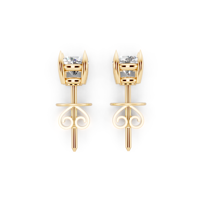 Classic Round Solitaire Lab Grown Diamond Stud Earrings for Women