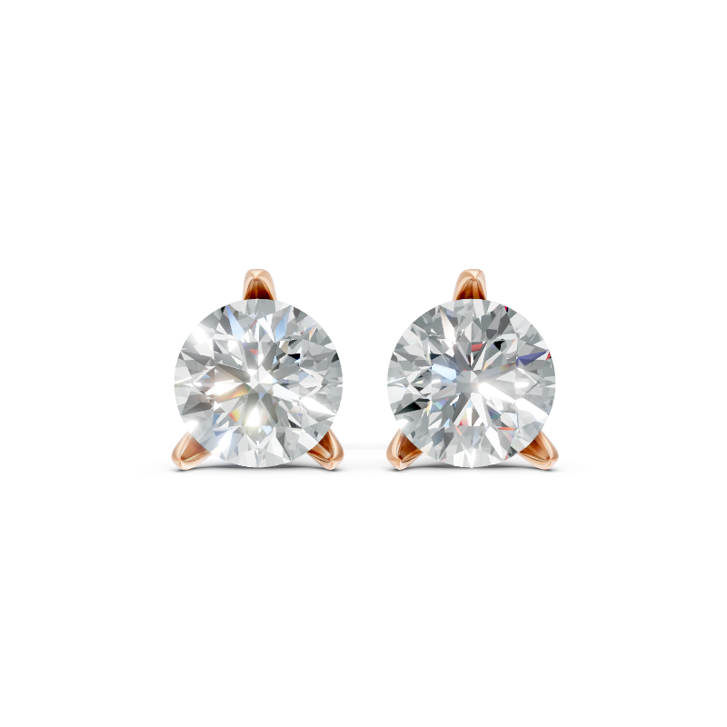 Simple Round Cut Lab Grown Diamond Solitaire Stud Earrings for Women