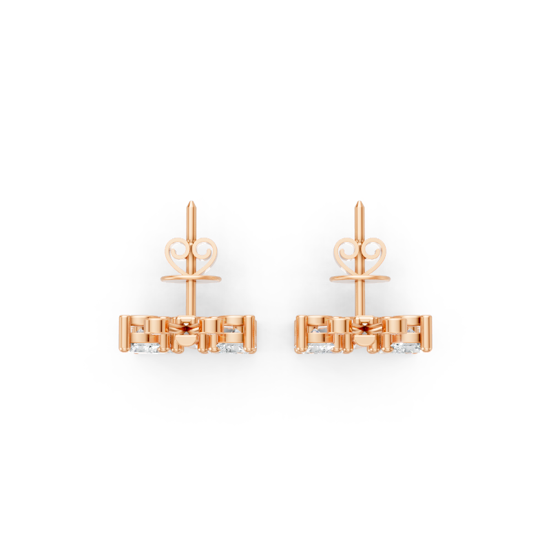 Luxury Round Brilliant Lab Grown Diamond Butterfly Stud Earrings in Gold