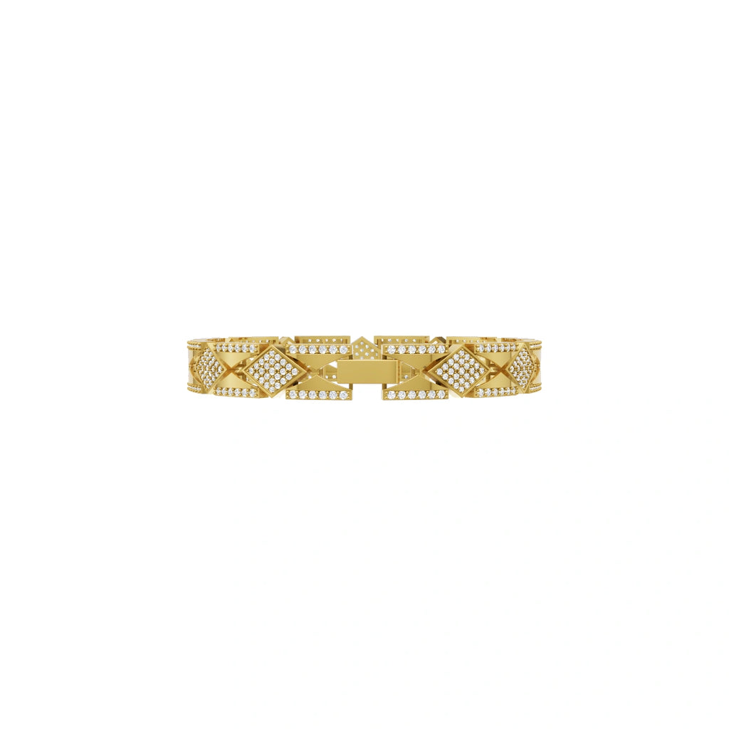 Luxury-Inspired Geometric Open-Frame Bracelet with Round Brilliant Lab Created Diamond