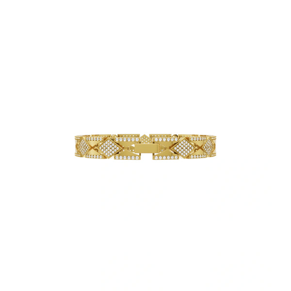 Luxury-Inspired Geometric Open-Frame Bracelet with Round Brilliant Lab Created Diamond