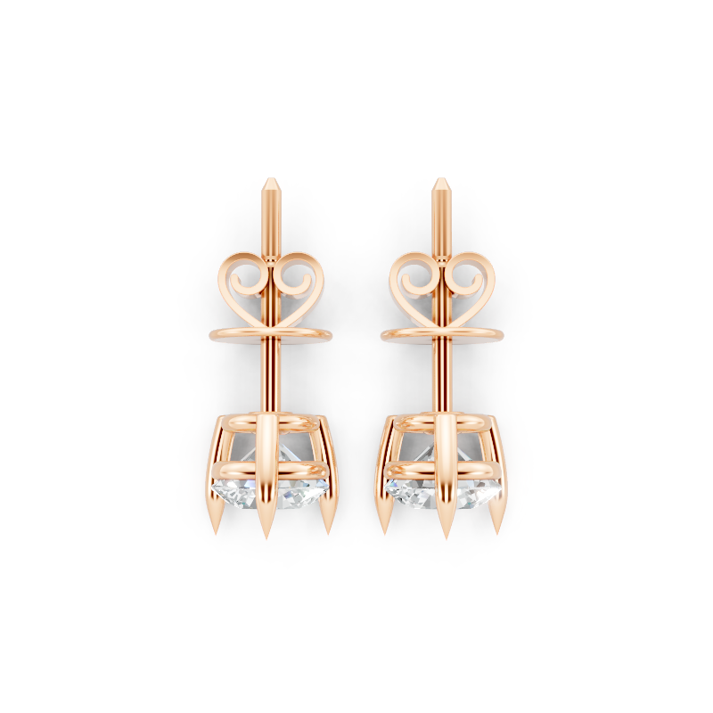 Classic Round Lab Grown Diamond Solitaire Stud Earrings with Refined Three-Prong Setting