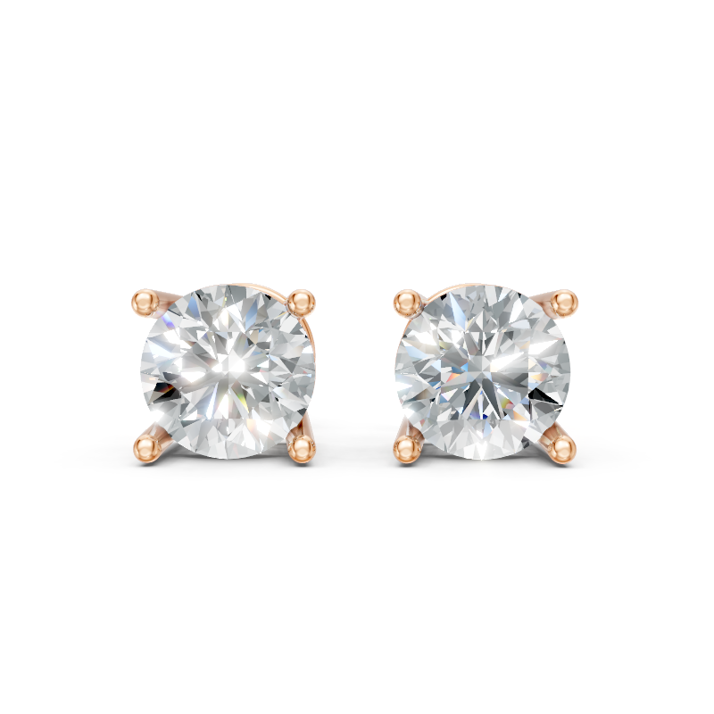 Aurevia Round Brilliant Lab Grown Diamond Basket Stud Earrings in 10 or 14 or 18K Gold