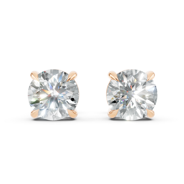 Classic Gold Solitaire Round Cut Lab Created Diamond Stud Earrings for Her