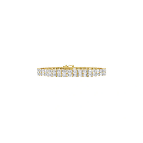 Celeste Baguette Pave Link Bracelet in 10 or 14 or 18K Gold & 925 Silver