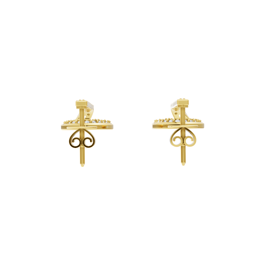 Elegant Crescent Stud Drop Lab Grown Diamond Earrings with Pavé-Style Sparkle for Women