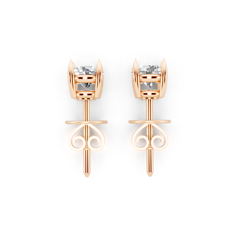 Classic Round Solitaire Lab Grown Diamond Stud Earrings for Women