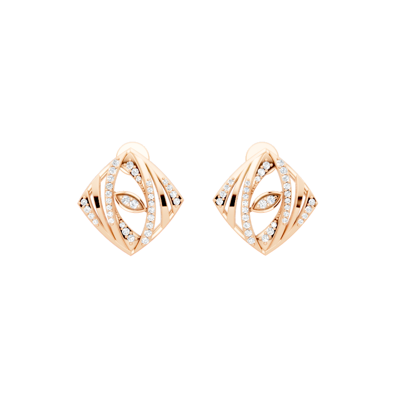 Elegant Kite Stud Earrings with Round Brilliant-Style Lab Created Diamond Accents for Women