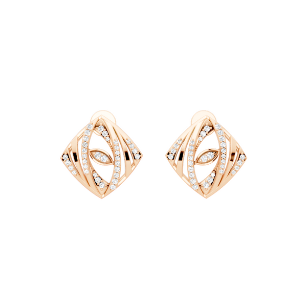 Elegant Kite Stud Earrings with Round Brilliant-Style Lab Created Diamond Accents for Women