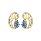 Premium Blue Pear Cut Lab Grown Diamond Openwork Earrings with Pave-Style Sparkle