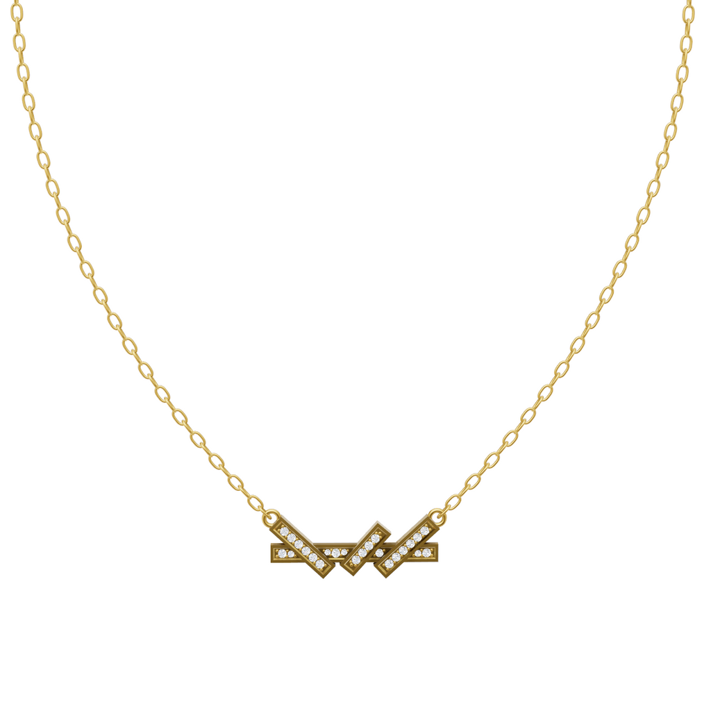Aveline Chevron Crossover Necklace in White or Yellow or Rose Gold