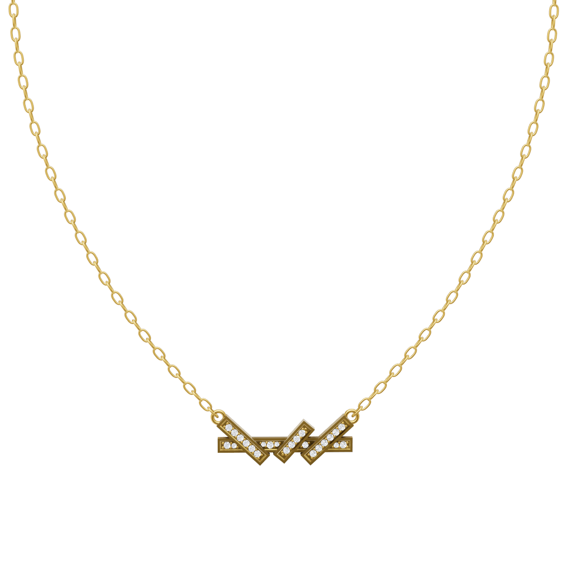 Aveline Chevron Crossover Necklace in White or Yellow or Rose Gold