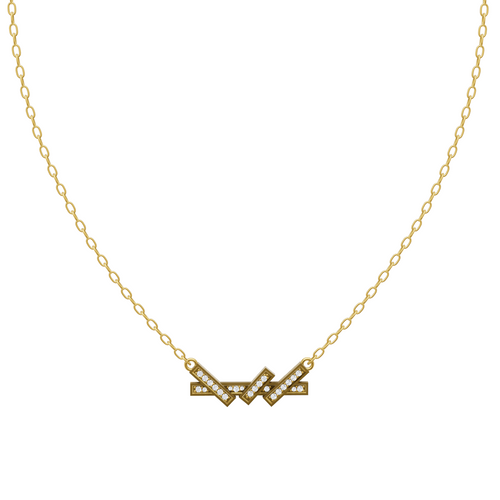 Aveline Chevron Crossover Necklace in White or Yellow or Rose Gold