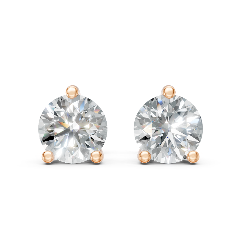Aurielle Round Brilliant Diamond Solitaire Stud Earrings in 10 or 14 or 18K Gold
