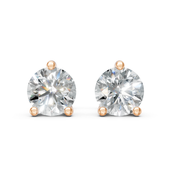 Aurielle Round Brilliant Diamond Solitaire Stud Earrings in 10 or 14 or 18K Gold