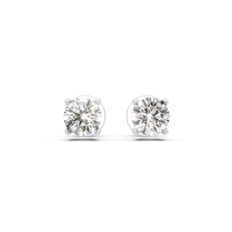 Classic Round Solitaire Lab Grown Diamond Stud Earrings for Women