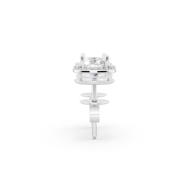 Aurielle Round Brilliant Lab Grown Diamond Halo Stud Earrings in Gold