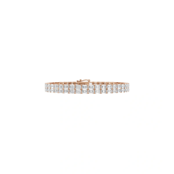 Celeste Baguette Pave Link Bracelet in 10 or 14 or 18K Gold & 925 Silver