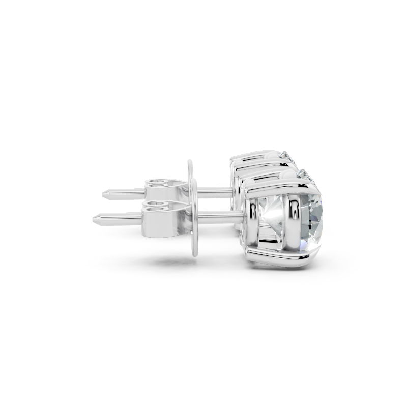 Classic Gold Solitaire Round Cut Lab Created Diamond Stud Earrings for Her