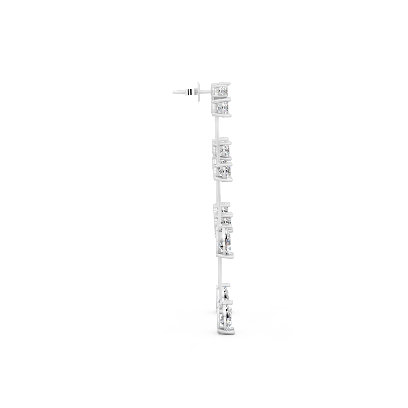 Fancy Long Statement Drop Earrings for Women with Lab Grown Diamond Station Design