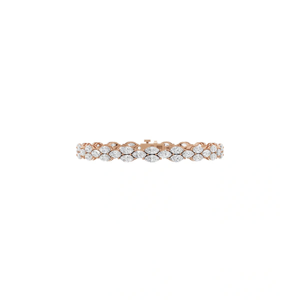 Premium Floral Lattice Bracelet with East West Marquise Cut Lab Created Diamond