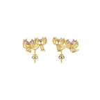 Luxury-Inspired Golden Floral Cluster Earrings with Pink Pear Shaped Lab Created Diamond by Lume Jewels