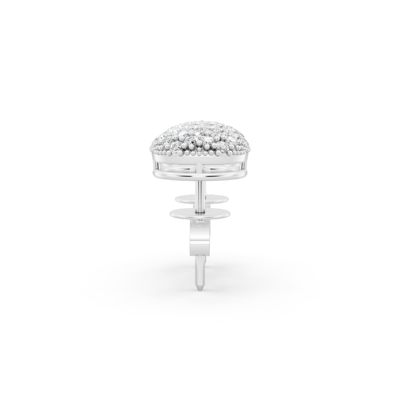 Premium Gold Pave Cluster Button Stud Earrings for Women with Round Brilliant Lab Grown Diamond