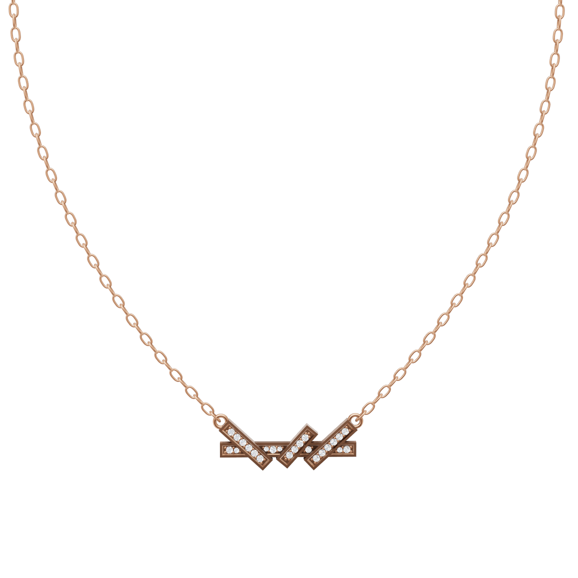 Aveline Chevron Crossover Necklace in White or Yellow or Rose Gold