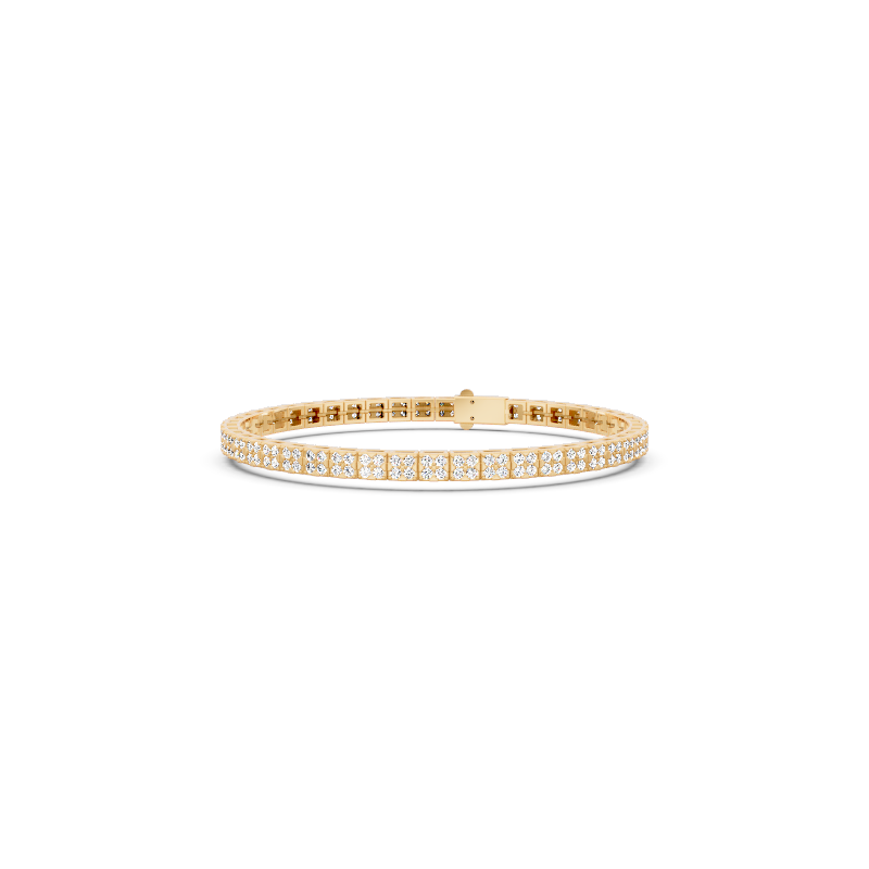 Minimalist Gold Tone Round Brilliant Lab Created Diamond Bracelet for Special Occasion Wear