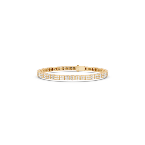 Minimalist Gold Tone Round Brilliant Lab Created Diamond Bracelet for Special Occasion Wear