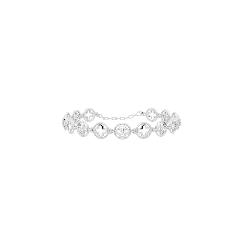 Elegant Clover Motif Circle Station Lab Created Diamond Bracelet for Everyday Styling