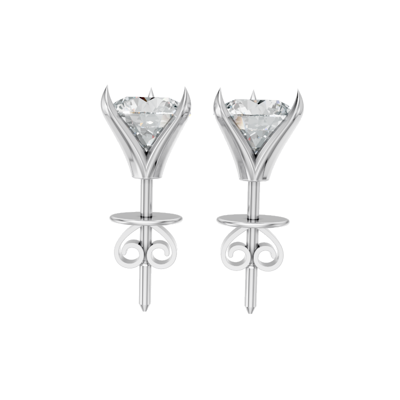 Simple Round Cut Lab Grown Diamond Solitaire Stud Earrings for Women