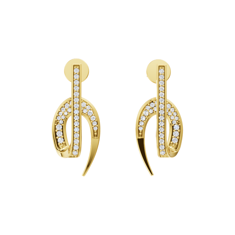 Elegant Crescent Stud Drop Lab Grown Diamond Earrings with Pavé-Style Sparkle for Women