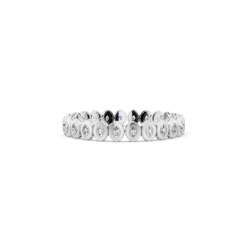 Golden Aura Oval Halo Bezel Lab Grown Diamond Bracelet in 10 or 14 or 18K Gold